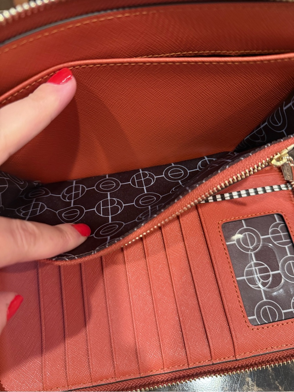 Henri Bendel Saffiano Leather Zip-Around Organizer Wallet – Paprika Orange Red - Picture 11 of 14